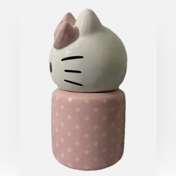 NEW! Hello Kitty Pink Polka Dot Container Cookie Jar - Picture 2 of 6